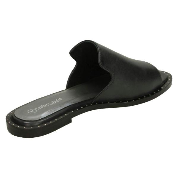 Leather Collection Ladies Leather Collection Flat Slipper Cut Mules F00202