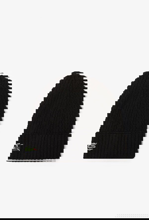 Lacoste Men's Rib Knit Brushed Wool Beanie