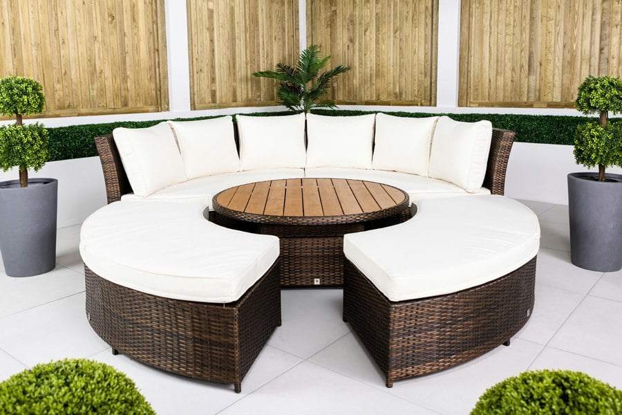 Giardino Delphi 3-in-1 Modular Round Sofa Daybed & Dining Set