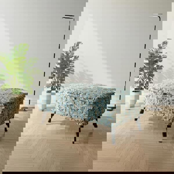 Versatile storage and seating solution with abstract art style