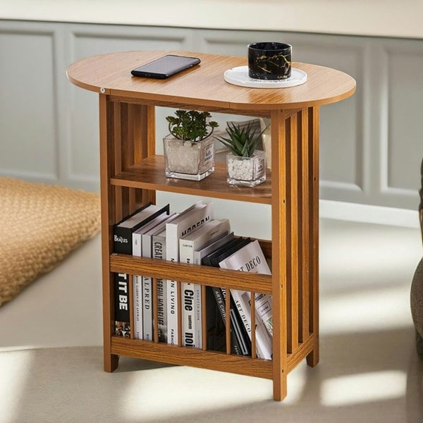 Rafaelo Mobilia Foldable Narrow Side Table Teak