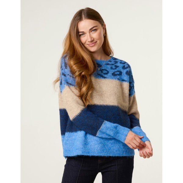 Blue Vanilla Animal Colour Block Jumper