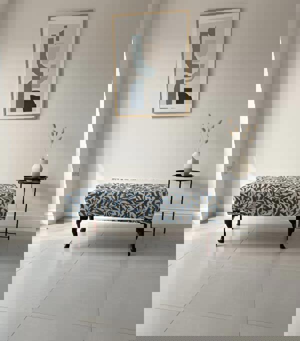 ISTOOLS Premium Will Blue Velvet Footstool Ottoman – Non-Storage Multifunctional Footrest & Coffee Table Pouffe