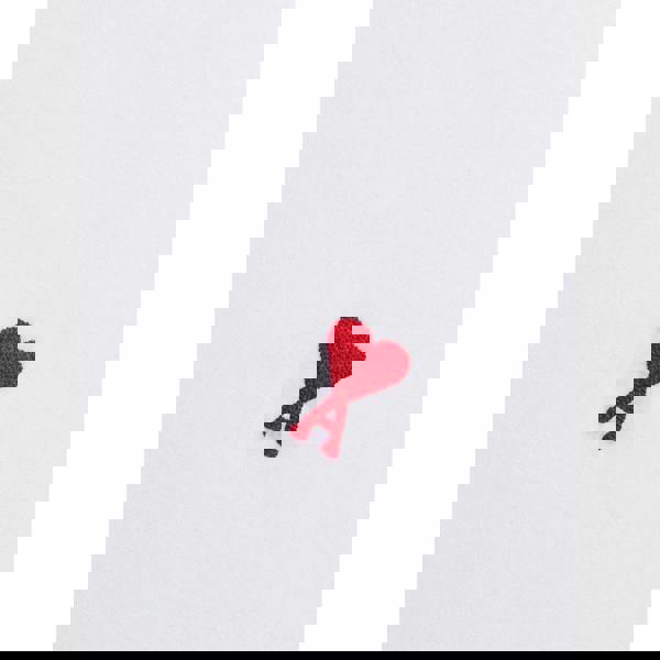 AMI Paris Ami De Coeur Red Embroidered Logo T-Shirt   in  White