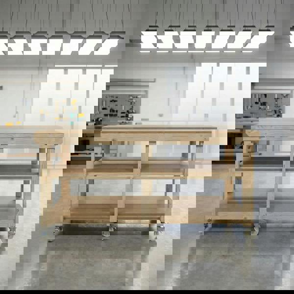 Arbor Garden Solutions Wooden Workbench MDF Top Depth-3ft With Wheels and Double Shelf