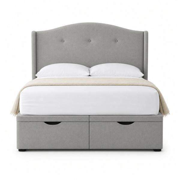 Great British Beds Cidra Divan Ottoman Bed - Silver Plush
