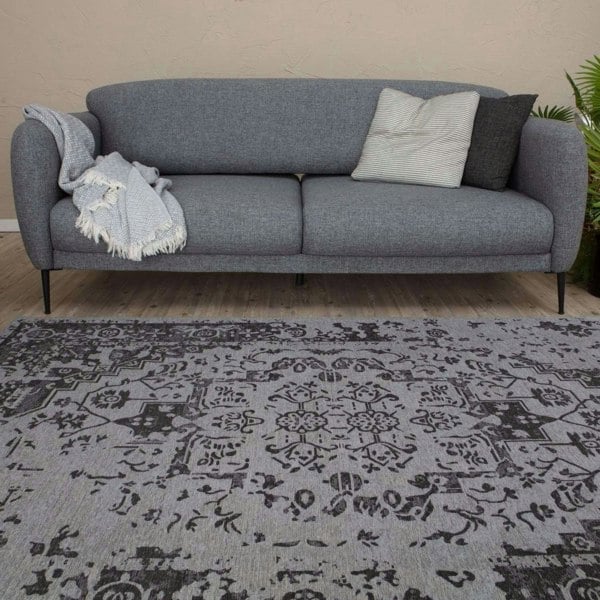 Machine Washable Flatweave Rug black colour