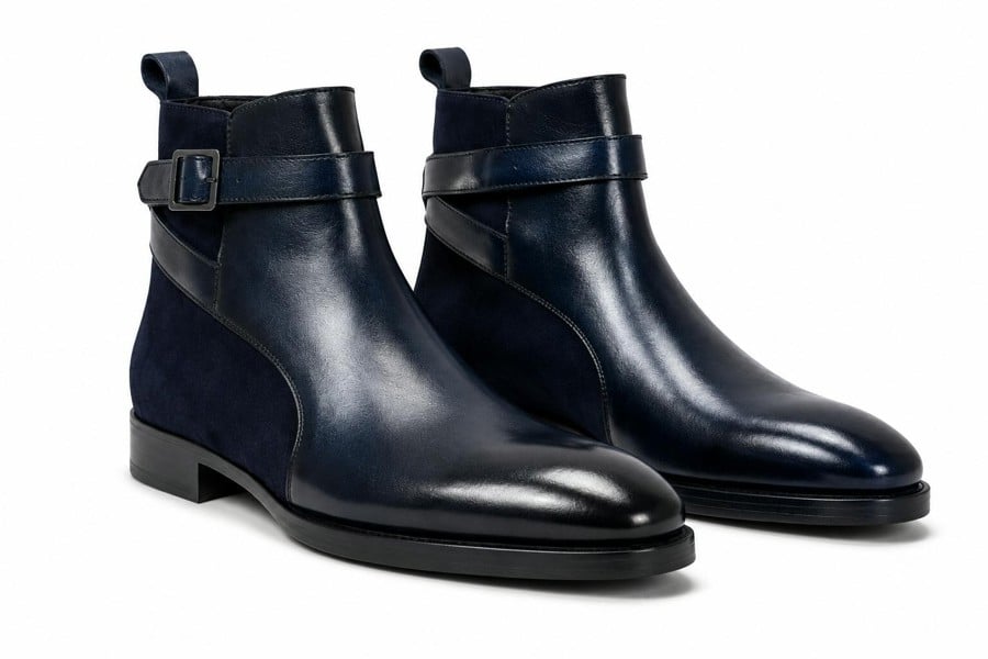 Claudio Lugli SUEDE + LEATHER HAND PAINTED BOOT - Q - 02 - 8340 - Blue