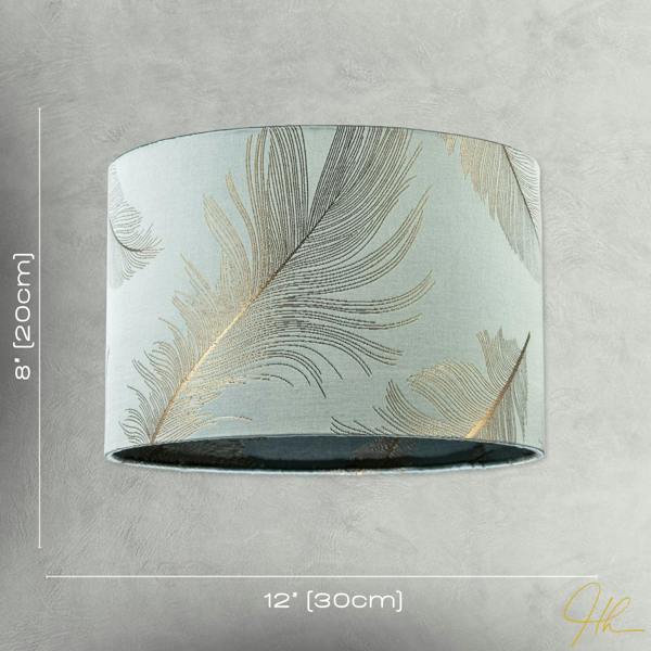 Dusty Duck Egg Cotton Jacquard Lamp Shade with Gold Foil Fern Design Image 7