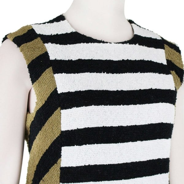 Sonia Rykiel white, black and camel tone shift dress in a textured boucle fabric