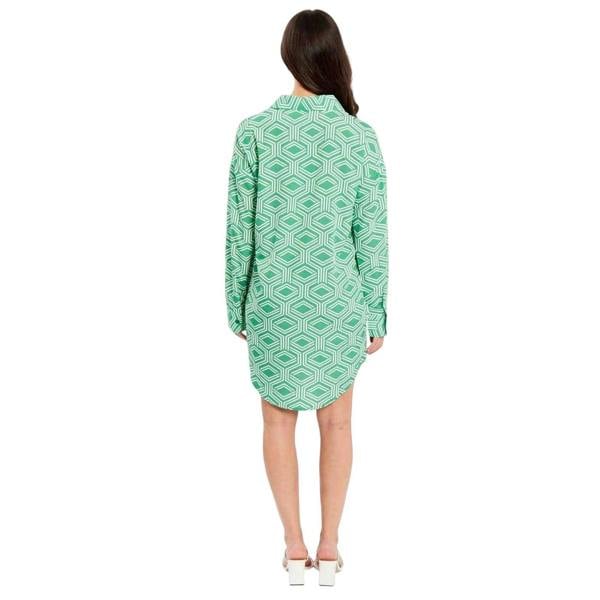 Influence Womens/Ladies Geometric Long-Sleeved Dress - Green - 
