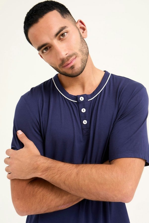 Mister You Bamboo Short Pyjama Set in Midnight - Pajamas