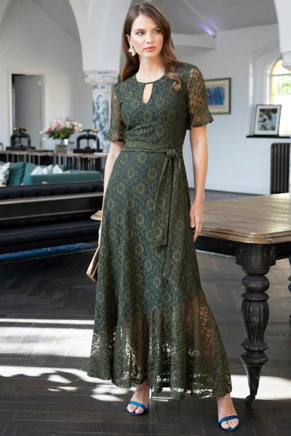 HotSquash Keyhole Lace Dress with Asymmetric Hem