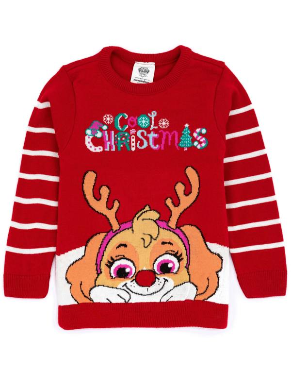 Paw Patrol Girls Red Skye Christmas Jumper
