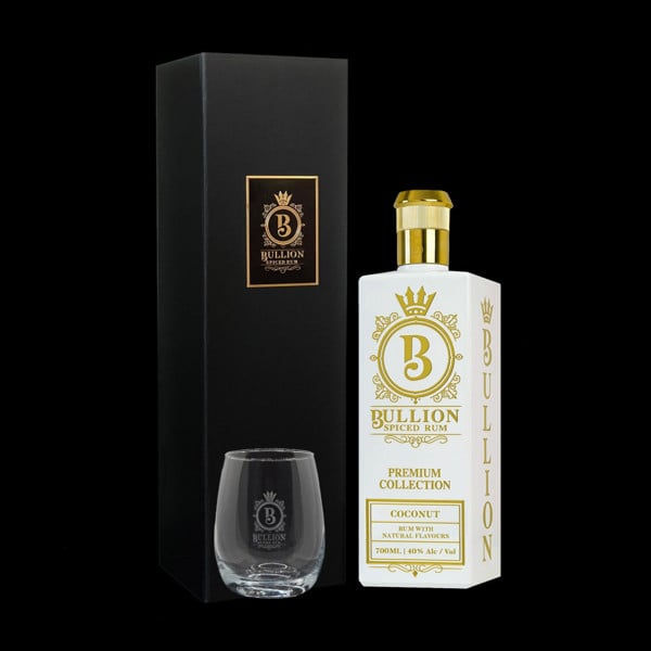 Bullion Spiced Rum Coconut Gift Box Edition with Glass 70cl 40%
