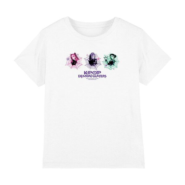 K-Pop Demon Hunters Childrens/Kids Huntr/X Spider Web T-Shirt - White