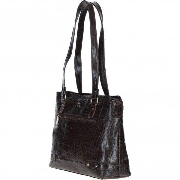 Ashwood 'Velutto Eleganza' Zip Mid Section Real Leather Shoulder Bag: 52234
