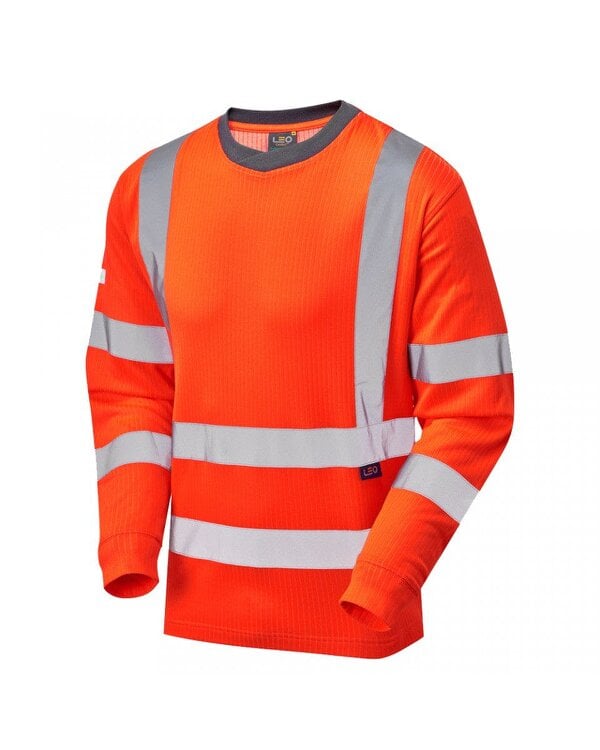 Leo Workwear Riverton EcoViz Long Sleeve T-Shirt - Orange