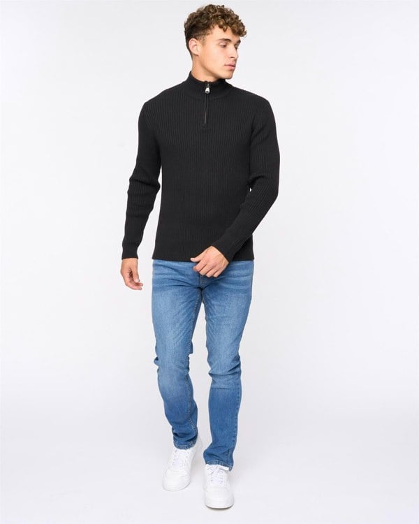 Crosshatch Havaline 1/4 Zip Knit - Black