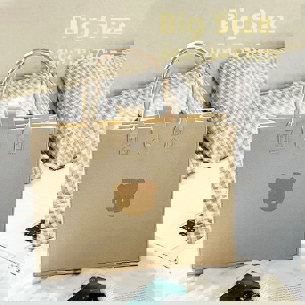 Anymom Mommy Baby Changing Bag Bear design Handbag Large Size Without Zipper Multifunctional Ins Style Mom Tote Bag