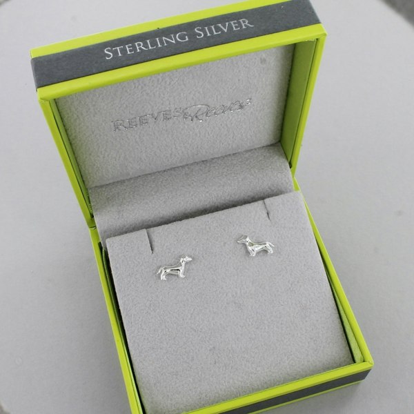 Sterling Silver Dachshund Dog Stud Earrings - Reeves & Reeves