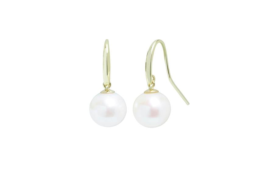 Sarah Layton Round Freshwater Pearl Drop Earrings, 10-10.5mm - 9ct Yellow Gold - EDSHEPYGR10