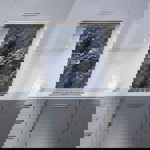 Warren Reed - Designer Deep Ocean Blue Quartz Effect Kitchen Splashback