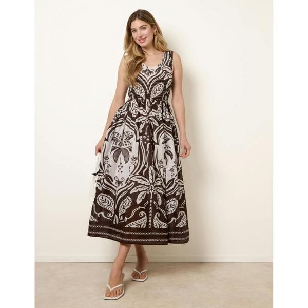 Blue Vanilla Sleeveless Shirred Dress