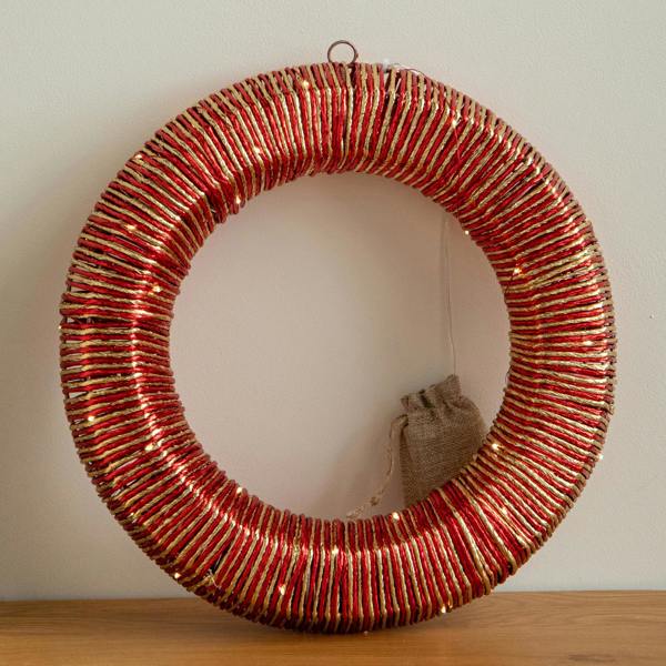 Samuel Alexander 40cm Light Up Christmas Wreath with Warm White LEDs