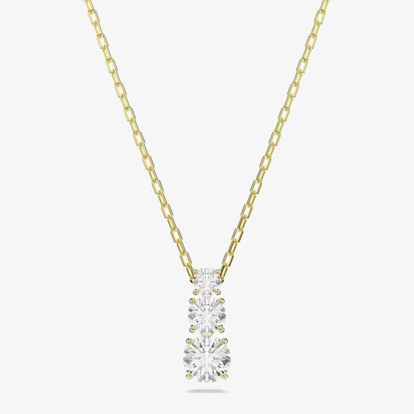 Swarovski Stilla Attract Gold Tone Plated Three Stone Zirconia Pendant Necklace 5723298