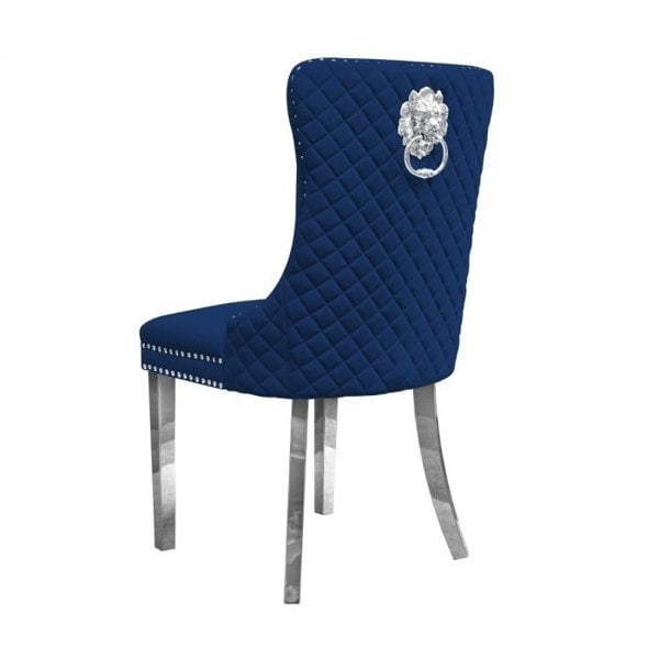 Groundlevel Set Of 2 Plush Velvet Dining Chairs with Lion Head Knocker