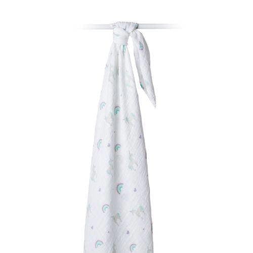 Lulujo - Large Muslin Swaddle - Rainbows and Unicorns