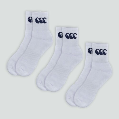 Canterbury Adult Unisex Crew Sock Pack of 3 - White / Navy