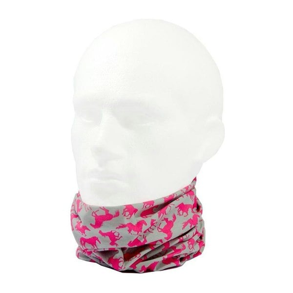 Grey & Pink Horse Design Multifunctional Scarf RUFFNEK® Grey/Pink