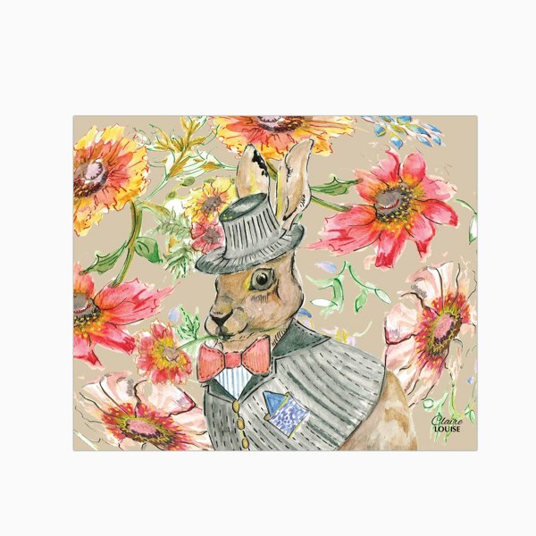 Claire Louise - Designer Cottage Floral Hare Glass Kitchen Splashback