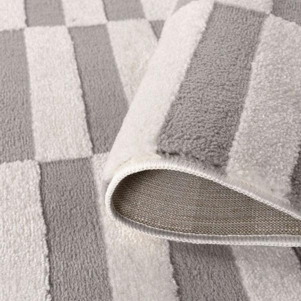 Loft Striped Grey Rug Textured Pile