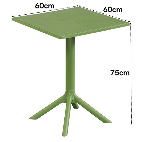 Core Products Square Plastic Bistro Garden Table, Moss Green