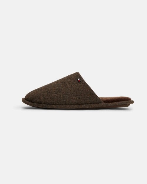 Tommy Hilfiger Herringbone Mens Hilfiger House Shoes - Cocoa