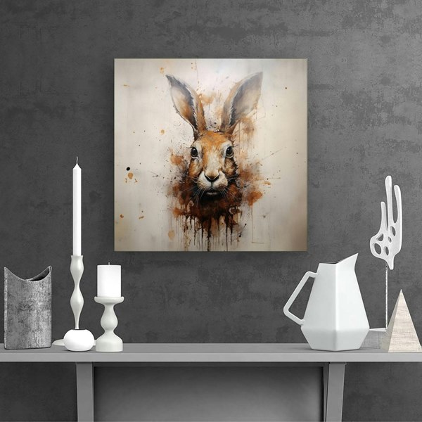 Warren Reed Watercolour Hare Face Canvas