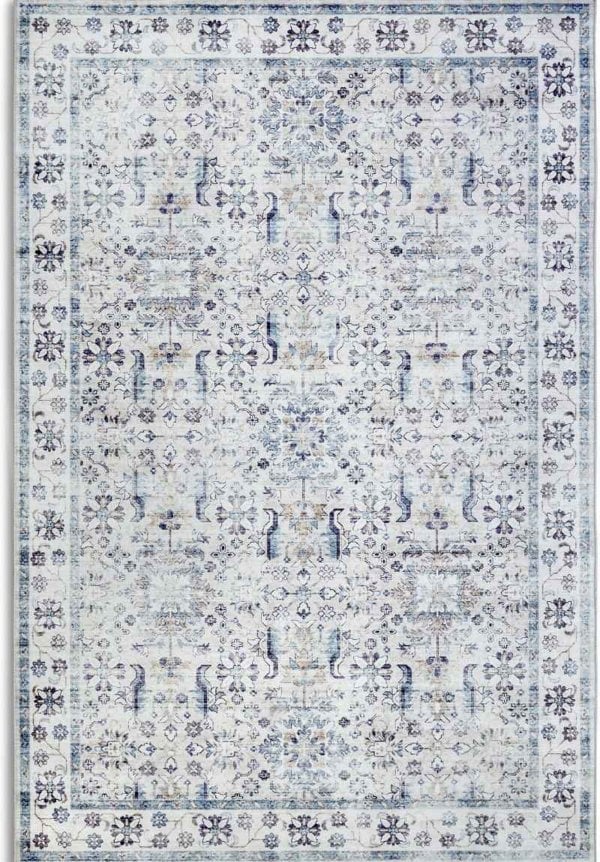 Shortpile Rug Cream & Blue Saveh – Oriental Design