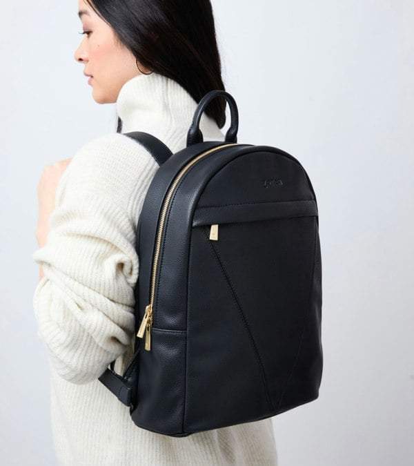 Votch Laurie Vegan Bio-Based Bamboo Leather Backpack in Black