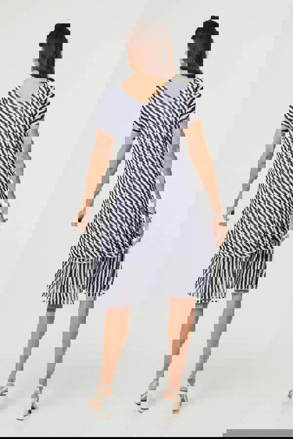 Navy | Striped Layered Knee Length Dress