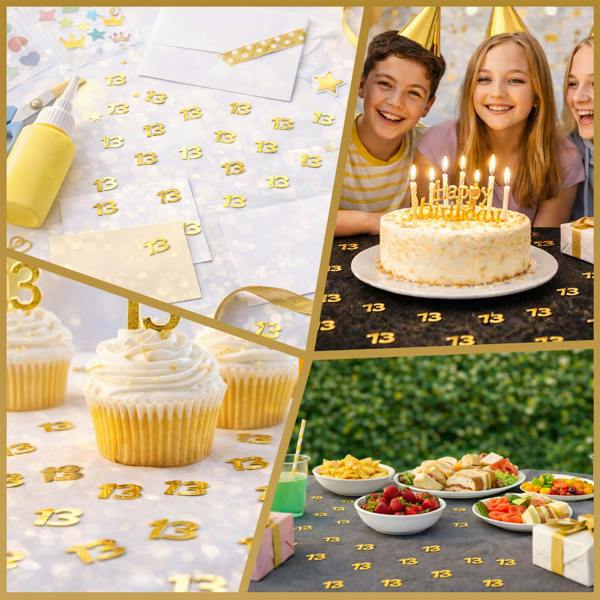13th Birthday Gold Metallic Confetti Decoration Pack for Party Tables and Celebrations image 8
