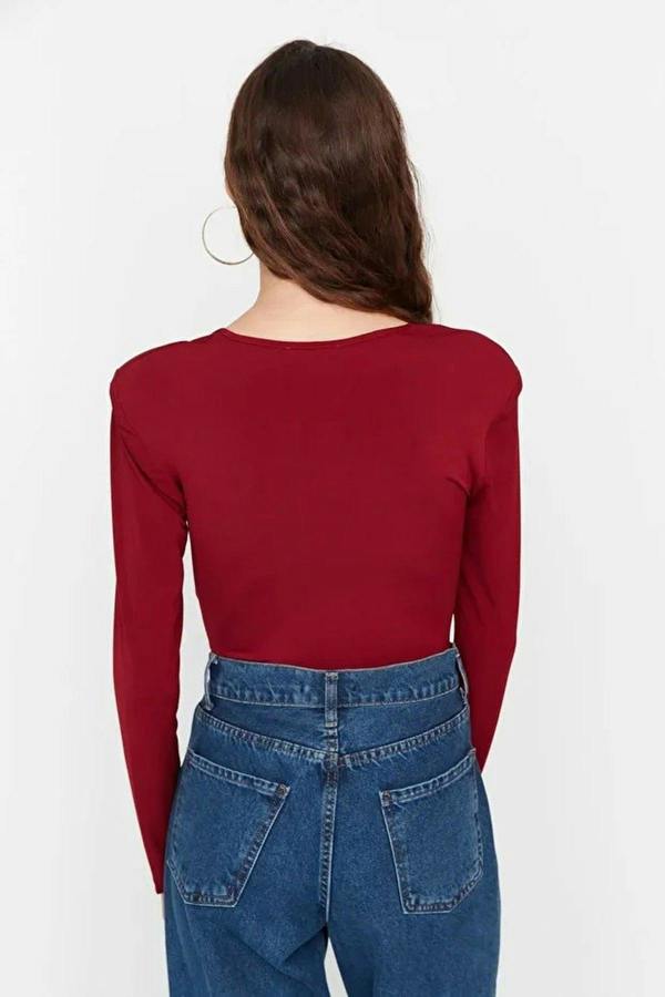 WOVCOR Knit Bodysuit with Padded Drape Detail
