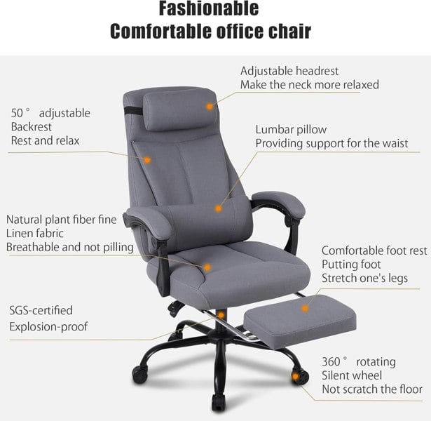 Furniture One Executive Office Chair Desk High Back Task Swivel Chair