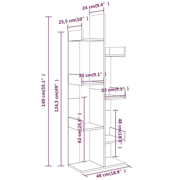 Berkfield Book Cabinet 48x25.5x140 cm Smoked Oak Engineered Wood