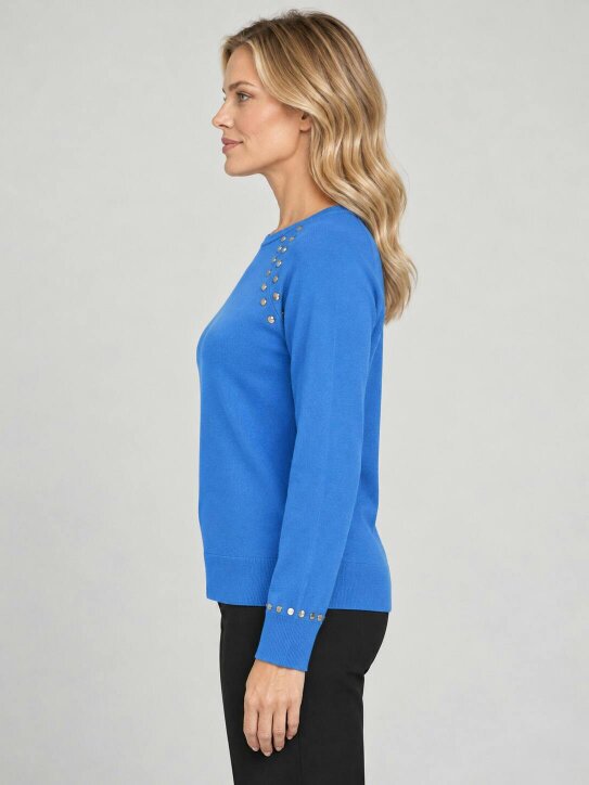 VIZ-A-VIZ Bluebell Crew Neck Jumper With Nailhead