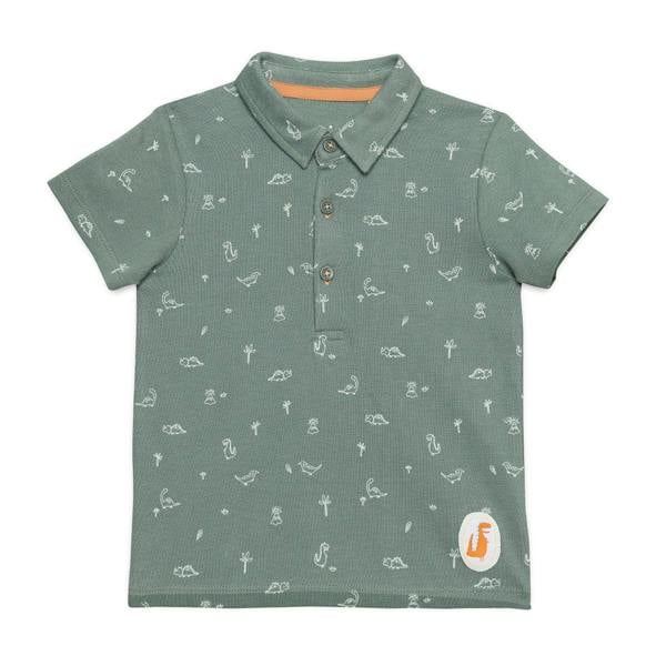 Mini Cuddles Baby Boys All-Over Dinosaur Printed Polo T-Shirt, Green