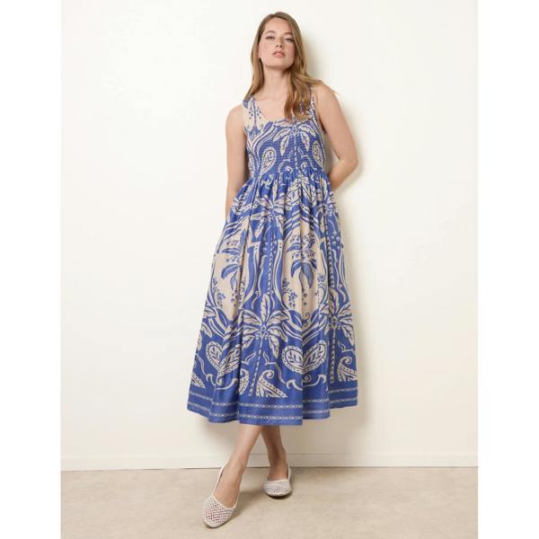 Blue Vanilla Sleeveless Shirred Dress