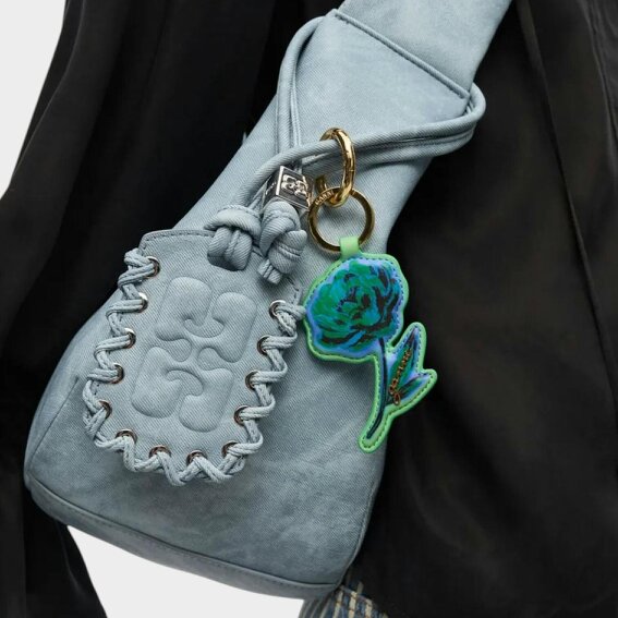 GANNI Flower Keyring Stone Green